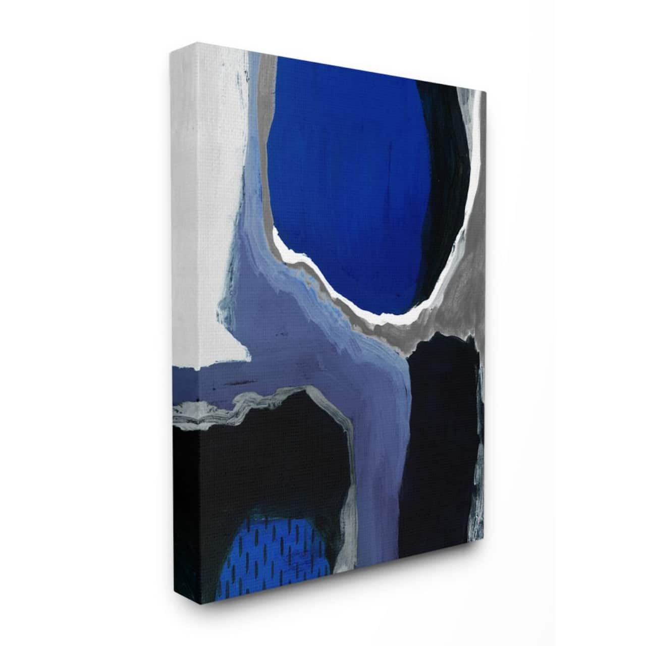 Stupell Industries Abstract Masculine Cobalt Blue Grey Black Design Canvas Wall Art